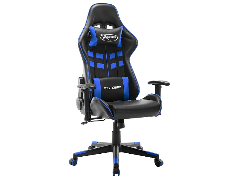 Cadeira de gaming couro artificial preto e azul PT611406