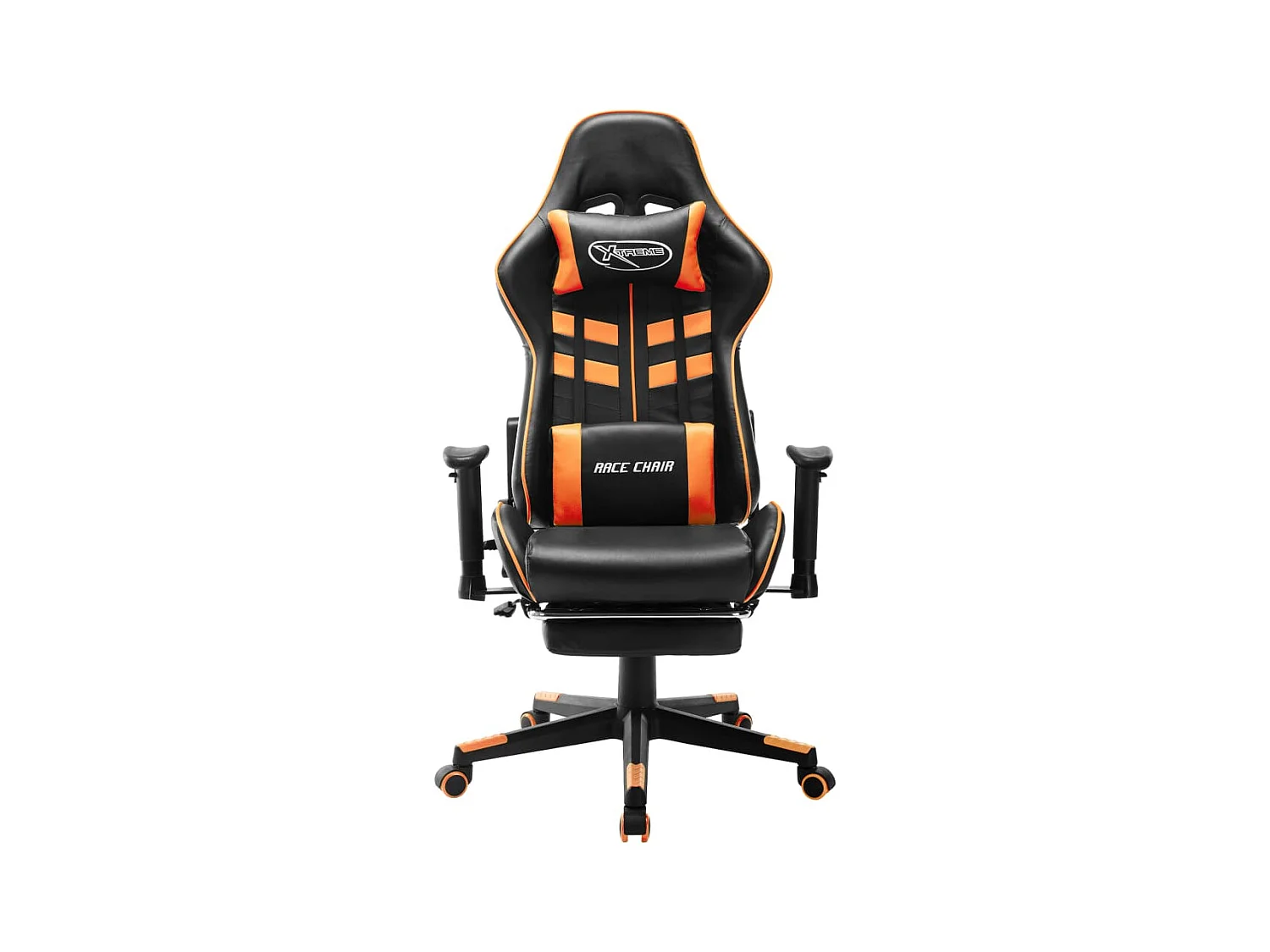 Chaise gaming avec repose-pied Noir et orange Cuir artificiel SEF31177