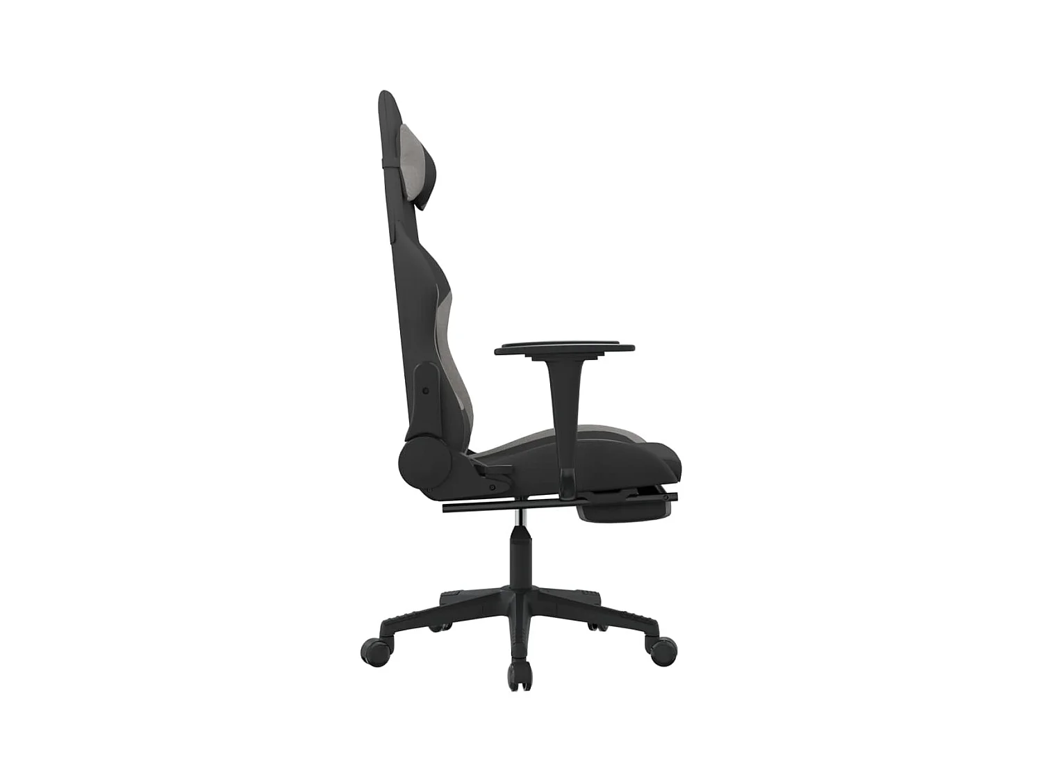 Chaise gaming avec repose-pied Noir et gris clair Tissu SEF80721