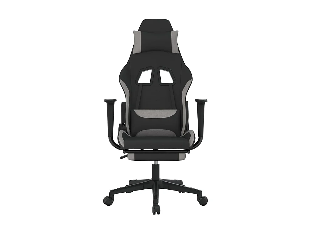 Chaise gaming avec repose-pied Noir et gris clair Tissu SEF80721