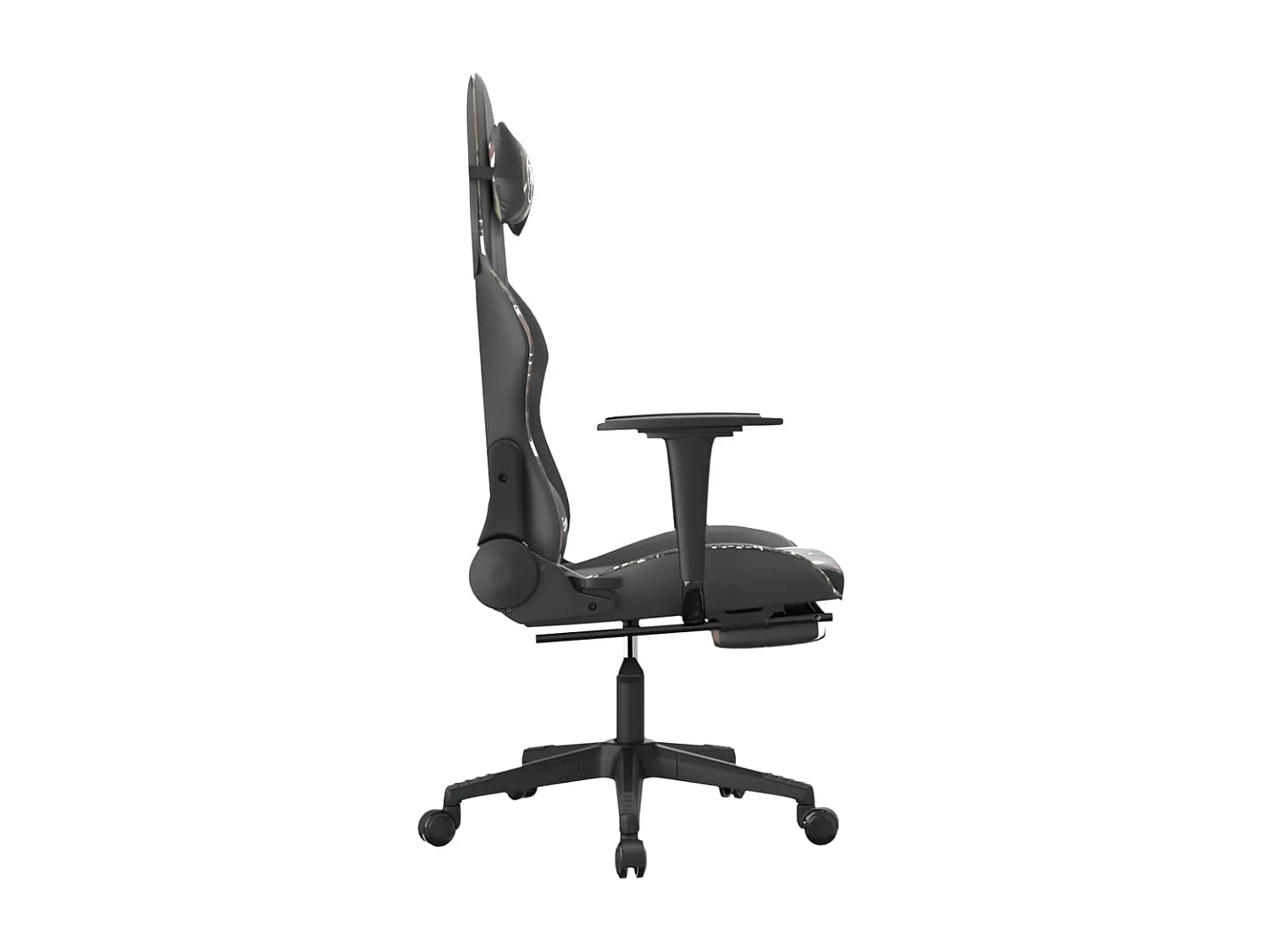 Cadeira gaming massagens apoio pés couro artif preto/camuflagem PT345940