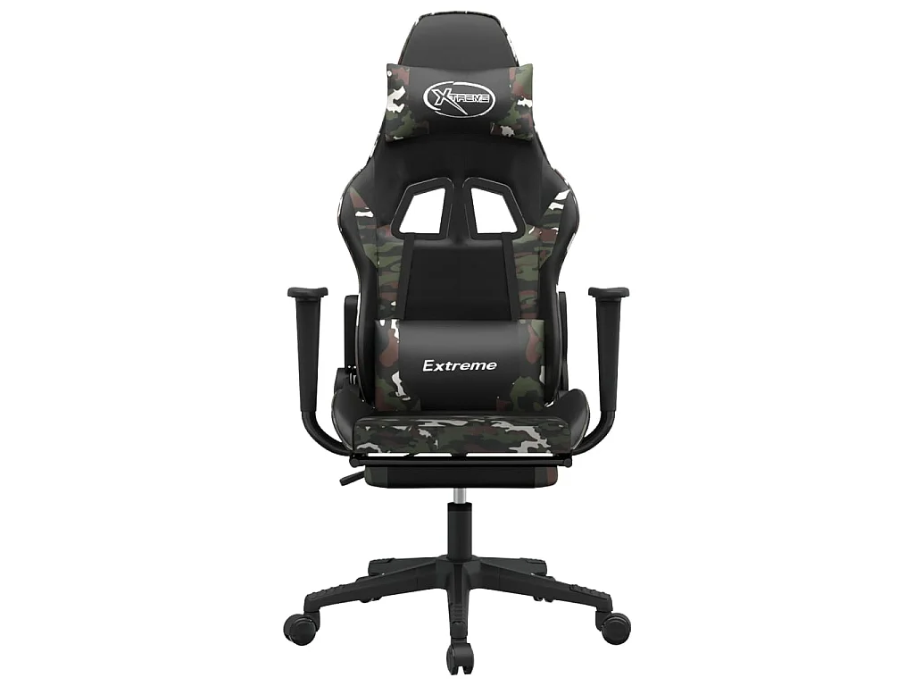 Chaise gaming de massage repose-pied Noir camouflage Similicuir SEF67916