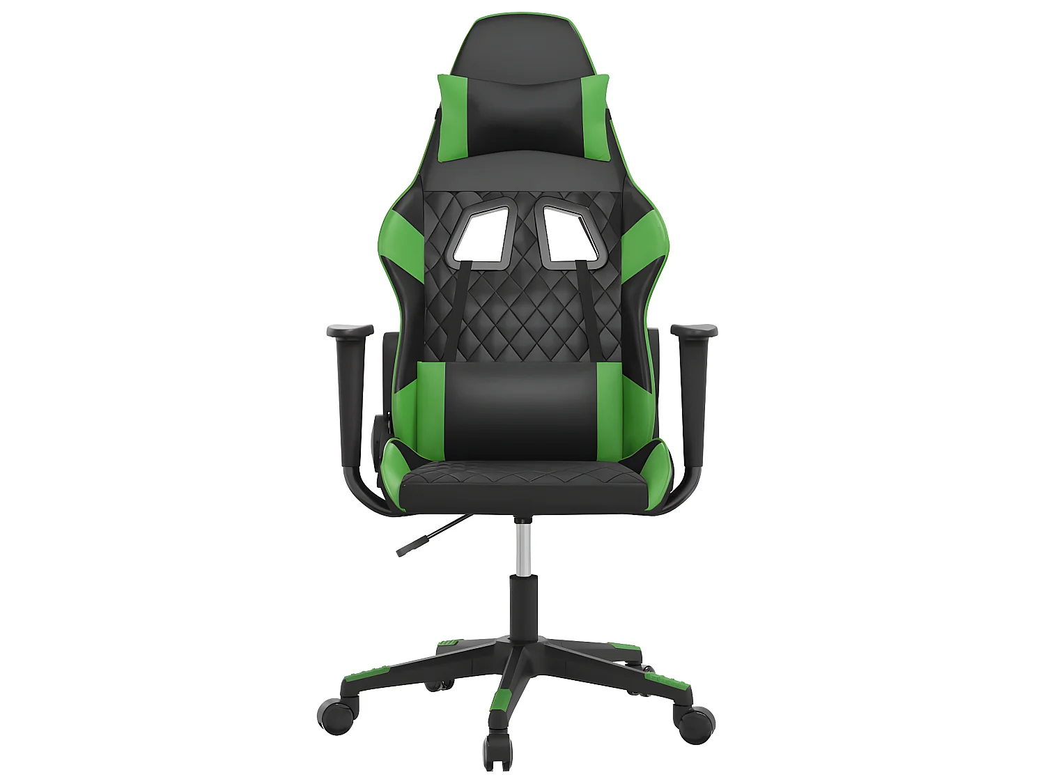 Silla gaming de masaje cuero sintético negro y verde ES66710