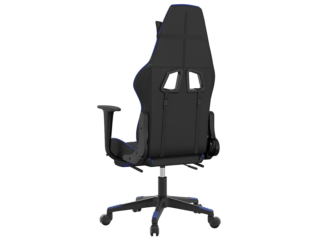 Gamestoel met voetensteun kunstleer zwart en blauw NL956287
