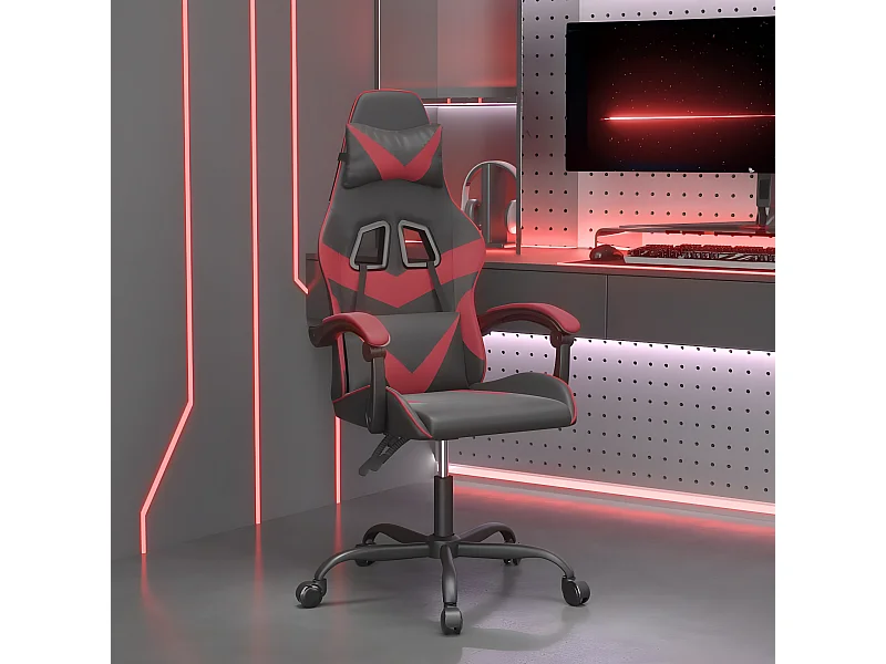 Cadeira gaming couro artificial preto e vermelho tinto PT646654