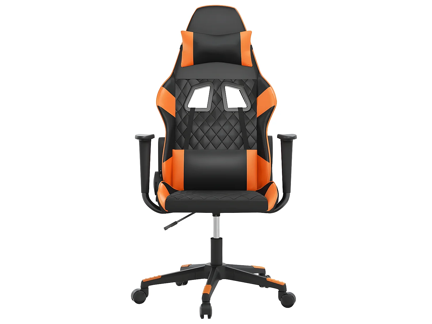 Silla gaming de masaje cuero sintético negro y naranja ES39689