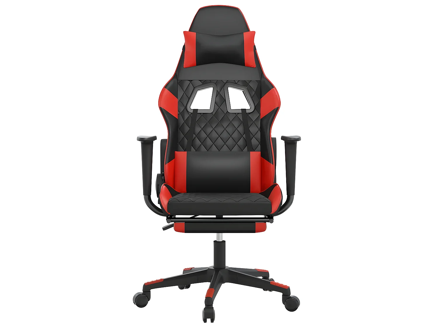 Gamestoel met voetensteun kunstleer zwart en rood NL354535