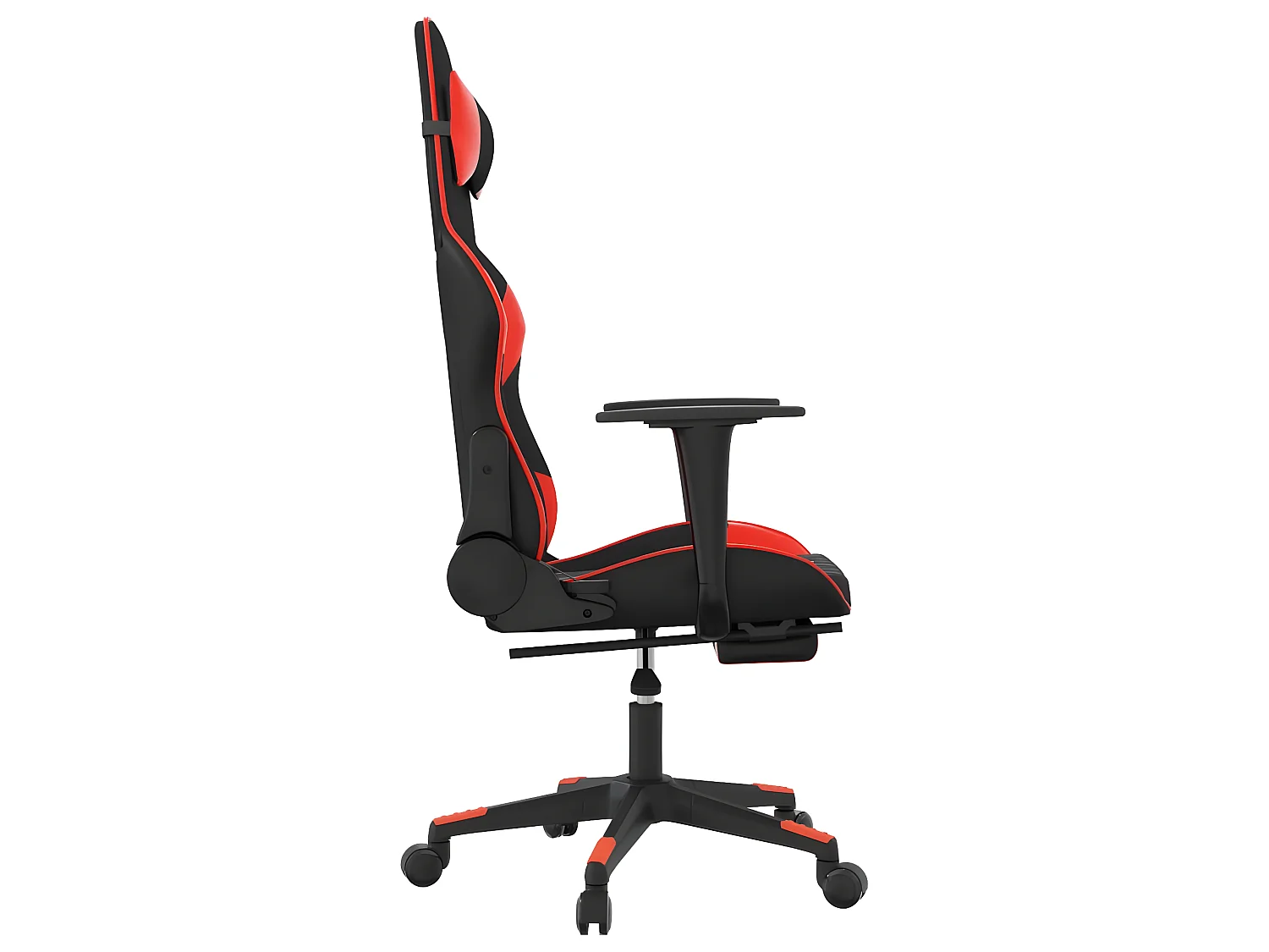 Gamestoel met voetensteun kunstleer zwart en rood NL354535