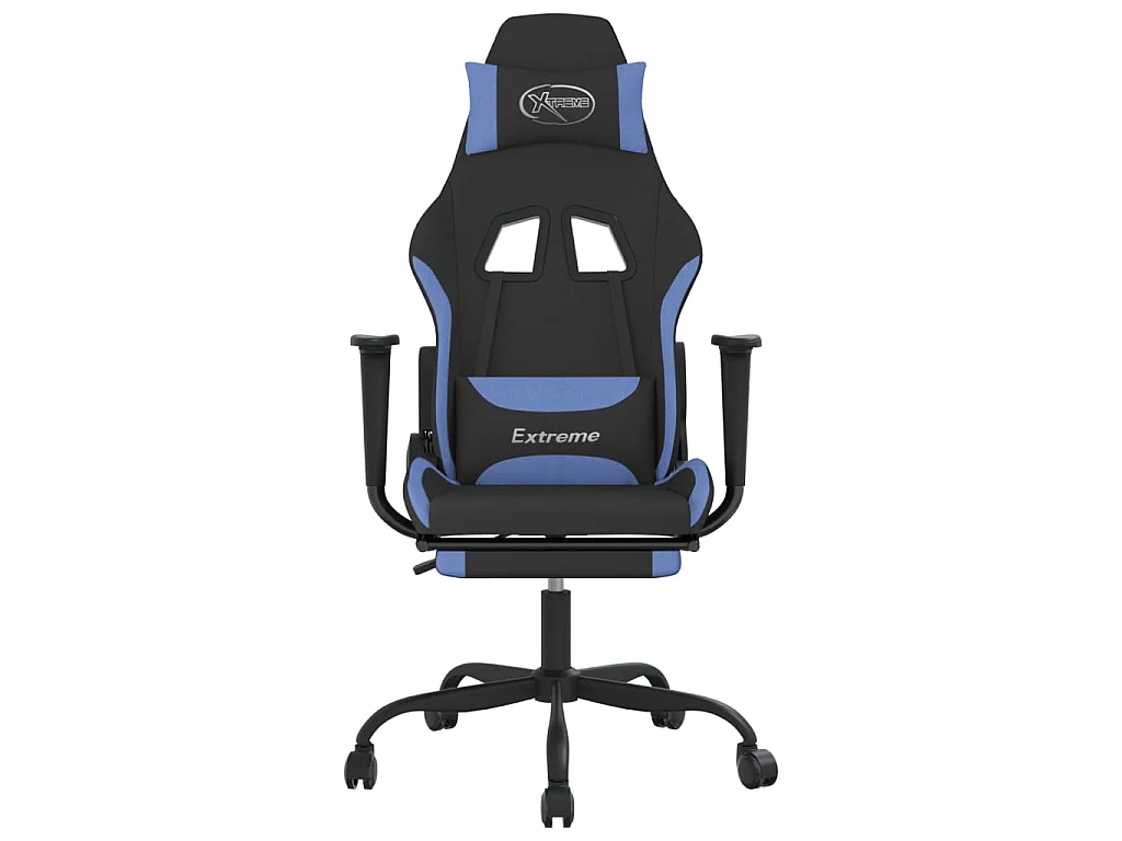 Chaise gaming avec repose-pied Noir et bleu Tissu SEF43217