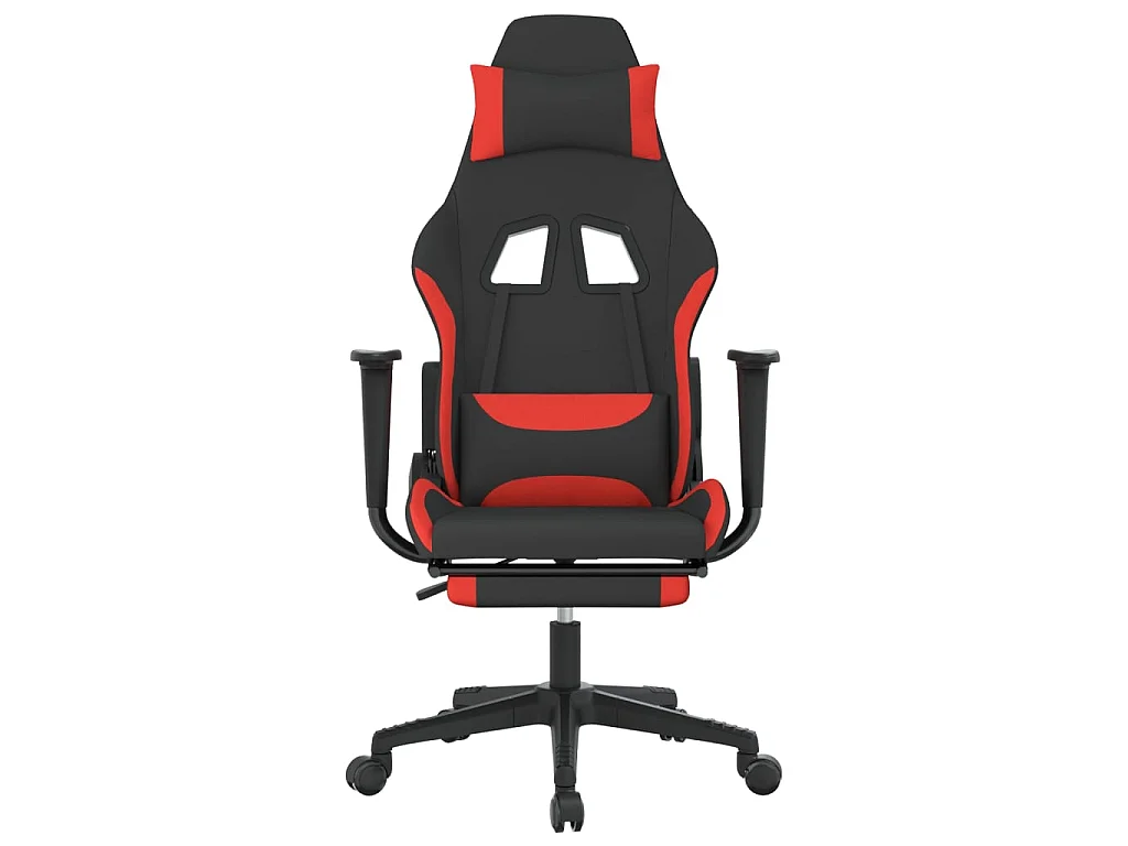 Chaise gaming avec repose-pied Noir et rouge Tissu SEF21582