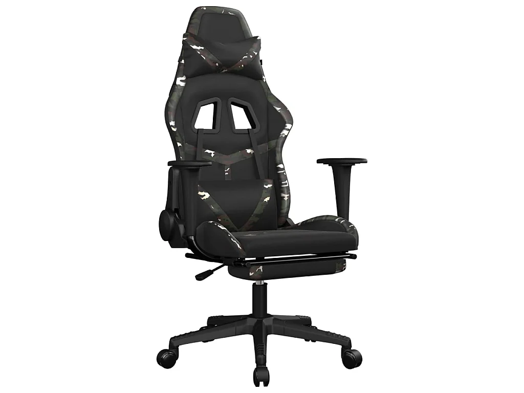 Chaise gaming avec repose-pied Noir et camouflage Similicuir SEF17538