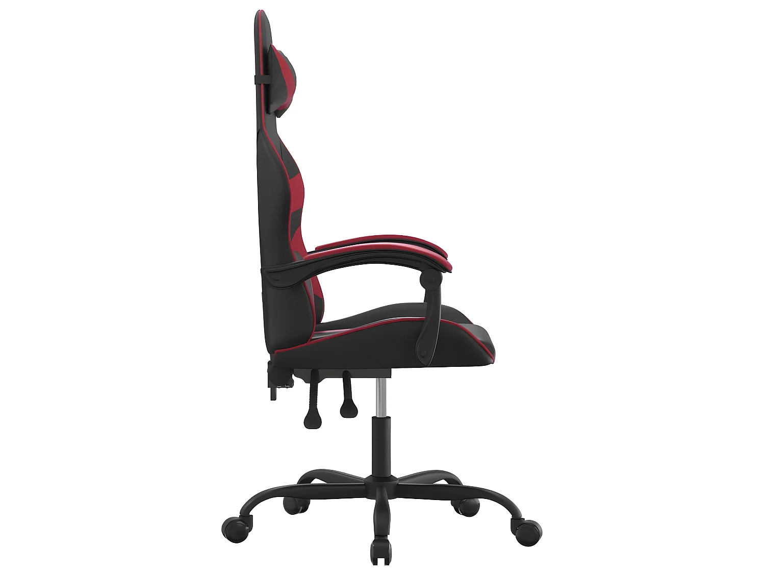Cadeira gaming giratória couro artificial preto/vermelho tinto PT538916