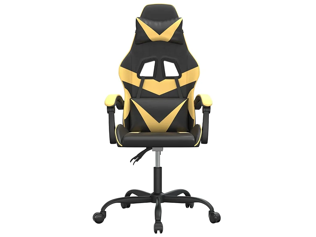 Silla gaming cuero sintético negro y dorado ES23415