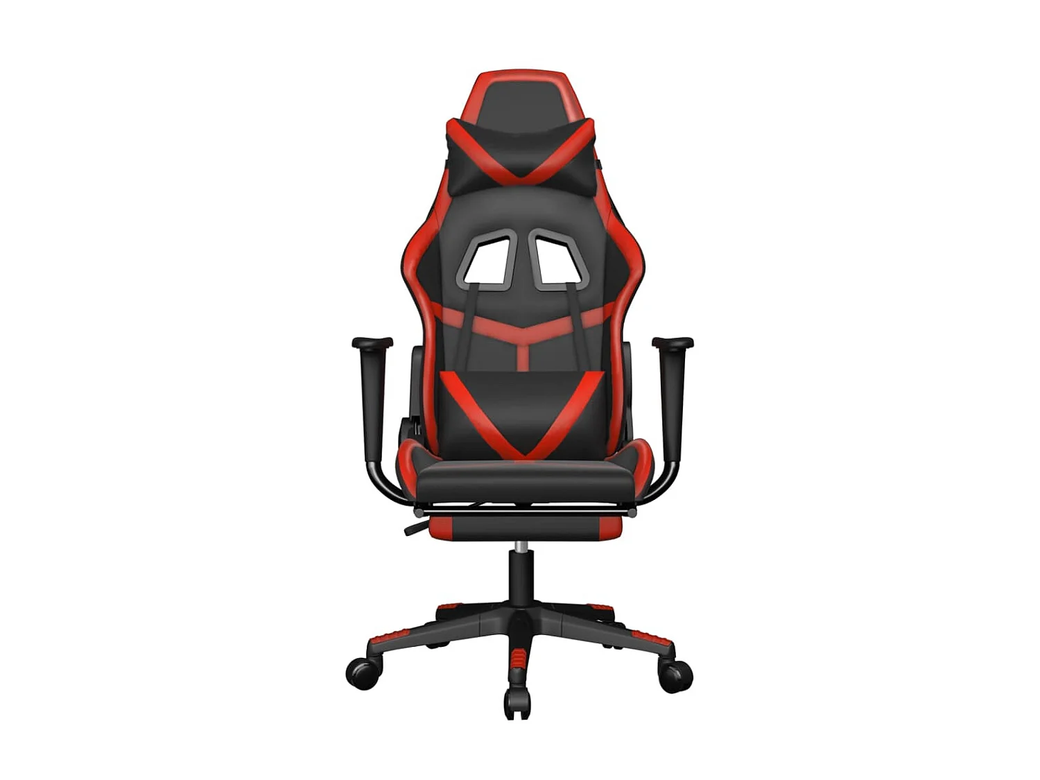 Gamestoel met voetensteun kunstleer zwart en rood NL836256