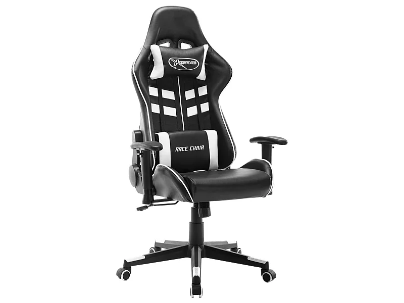 Cadeira de gaming couro artificial preto e branco PT240033