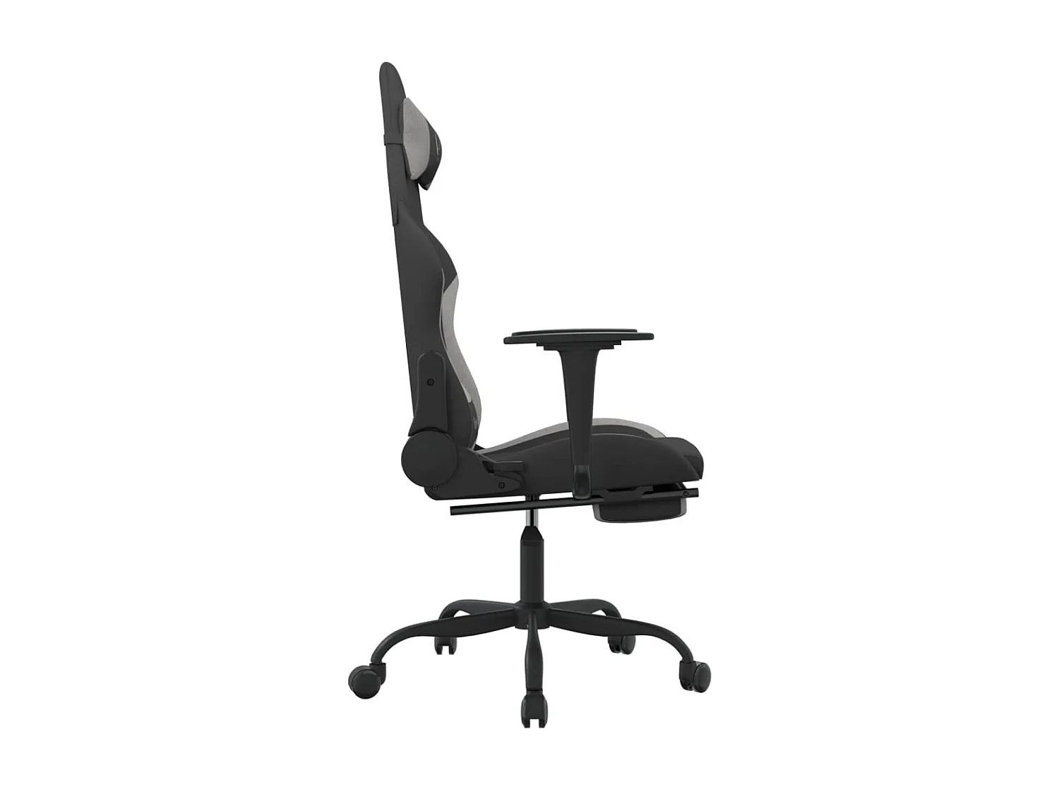 Chaise gaming de massage repose-pied Noir et gris clair Tissu SEF82237