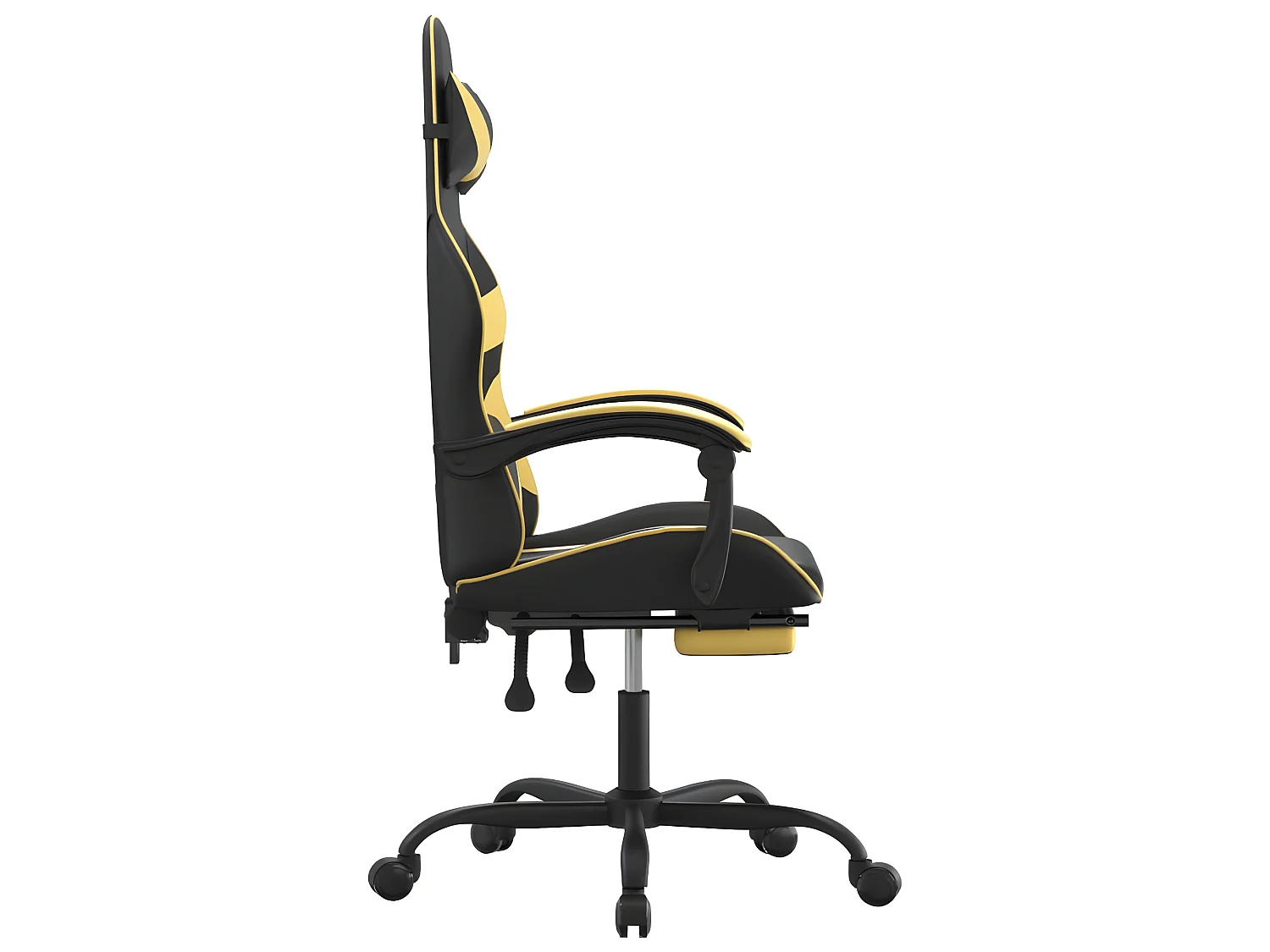 Chaise gaming avec repose-pied Noir et doré Similicuir SEF23460