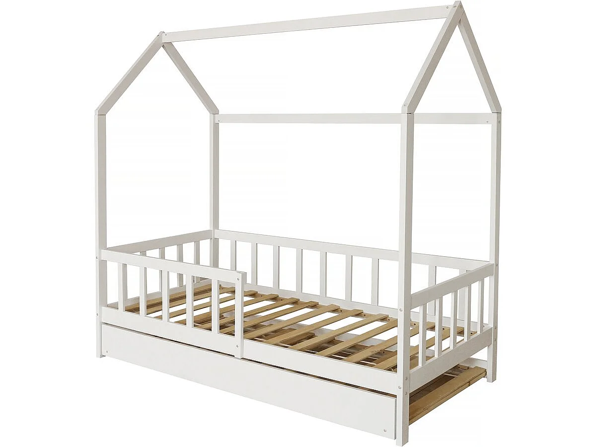 Lit cabane enfant avec tiroir "Paloma" -  90 x 190 cm - Blanc
