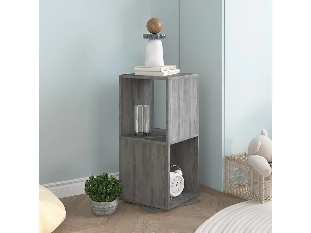 Armoire rotative Gris béton 34,5x34,5x75,5 cm Aggloméré OFR88808 BonneVie Meuble
