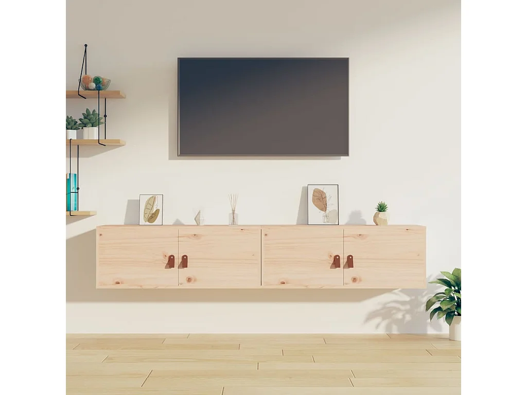 Armoires murales 2 pcs 80x30x30 cm Bois de pin massif OFR72735 BonneVie Meuble