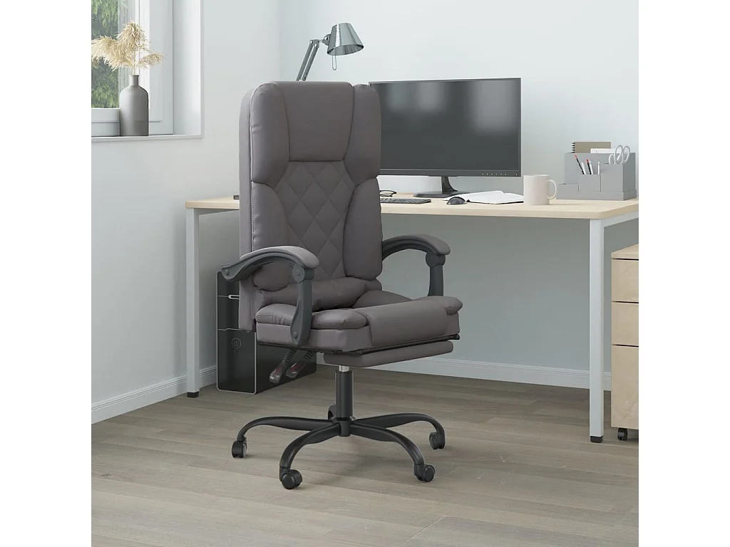 Chaise de massage inclinable de bureau Gris Similicuir -ASAF31180