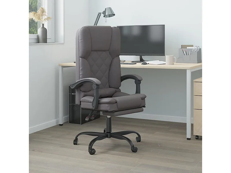 Chaise de massage inclinable de bureau Gris Similicuir -ASAF31180
