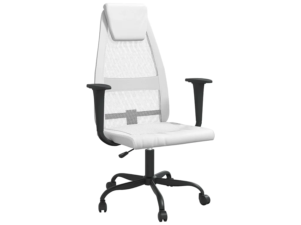 Cadeira escritório tecido malha/couro art. regulável branco PT950548