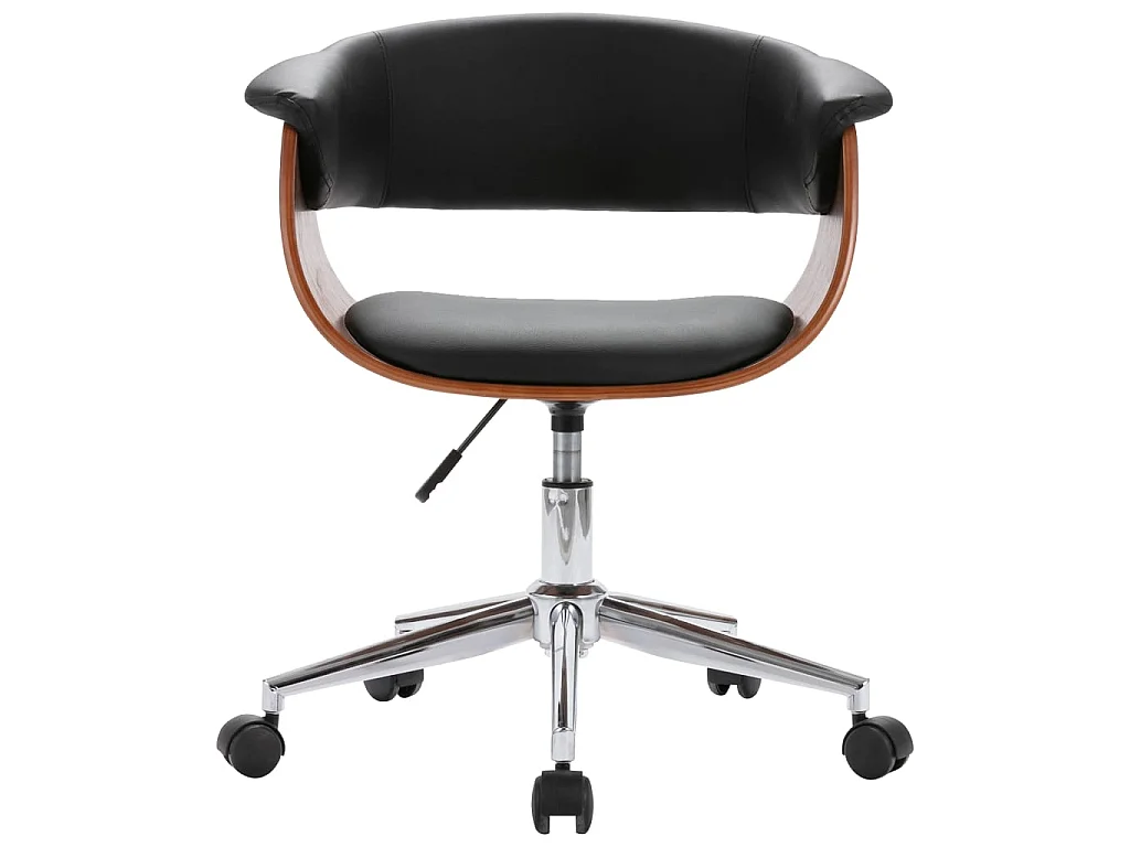Chaise pivotante de bureau Noir Bois courbé et similicuir SEF50261
