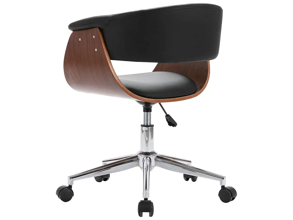 Chaise pivotante de bureau Noir Bois courbé et similicuir SEF50261