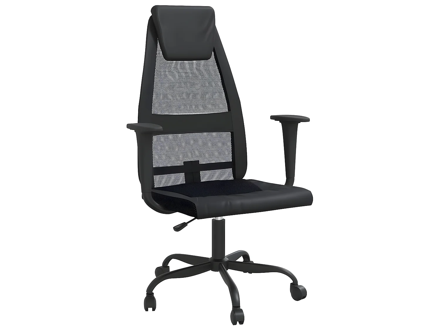 Silla de oficina altura ajustable tela malla y cuero PE negro ES26624