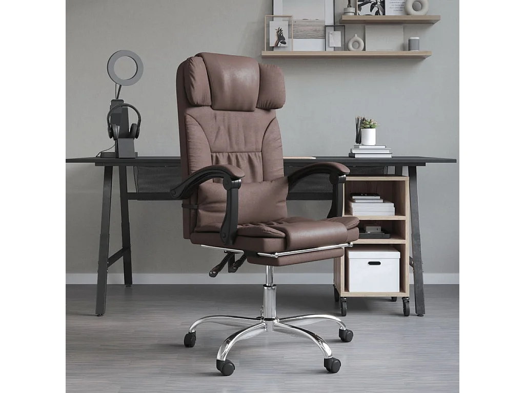 Chaise de massage inclinable de bureau Marron Similicuir -ASAF72149