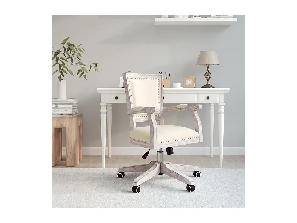 Chaise pivotante de bureau beige lin SEF52027