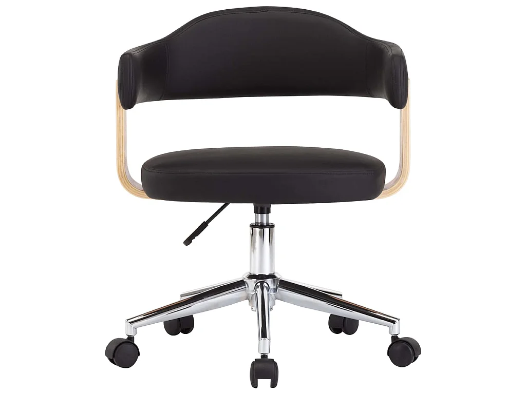 Chaise pivotante de bureau Noir Bois courbé et similicuir SEF32688