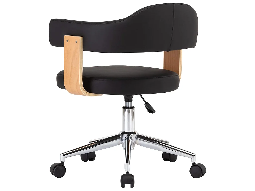 Silla de oficina giratoria madera curvada cuero sintético negro ES23361