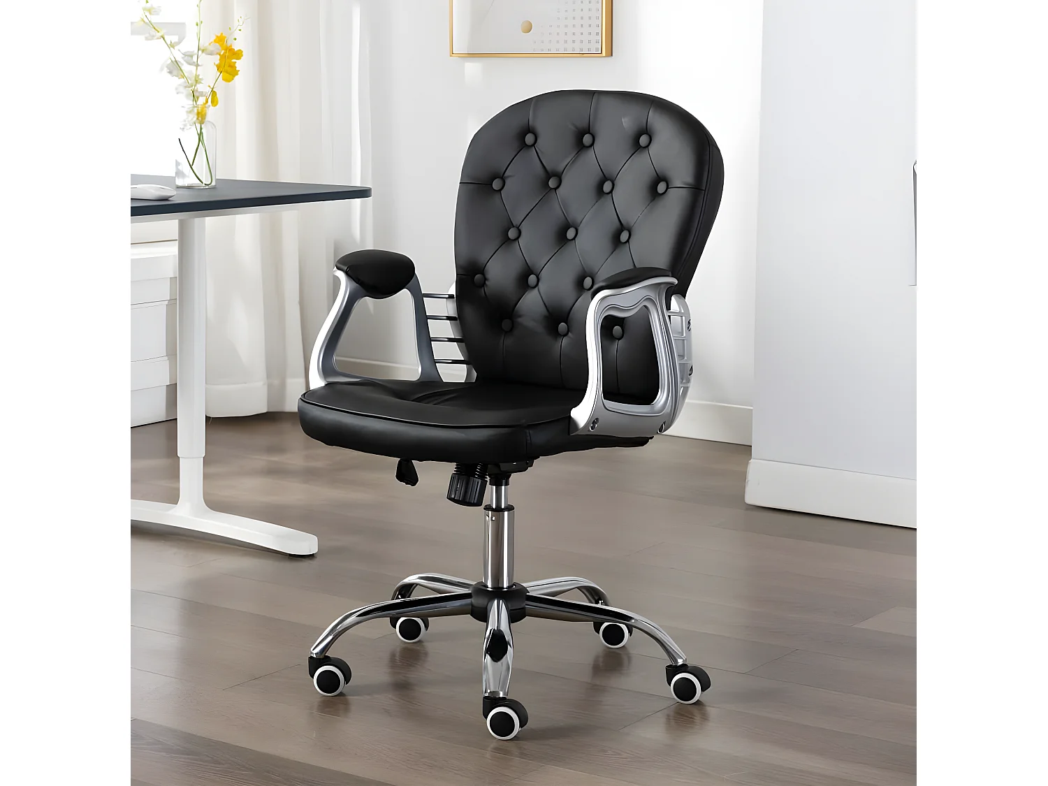 Chaise de bureau pivotante Noir Similicuir SEF10359