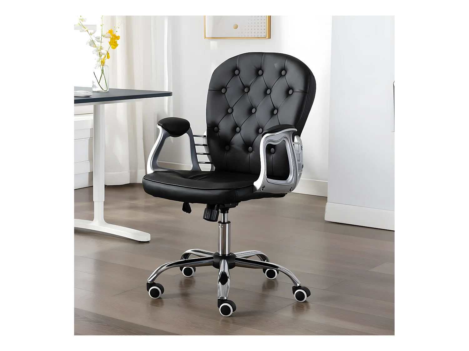 Chaise de bureau pivotante Noir Similicuir SEF10359