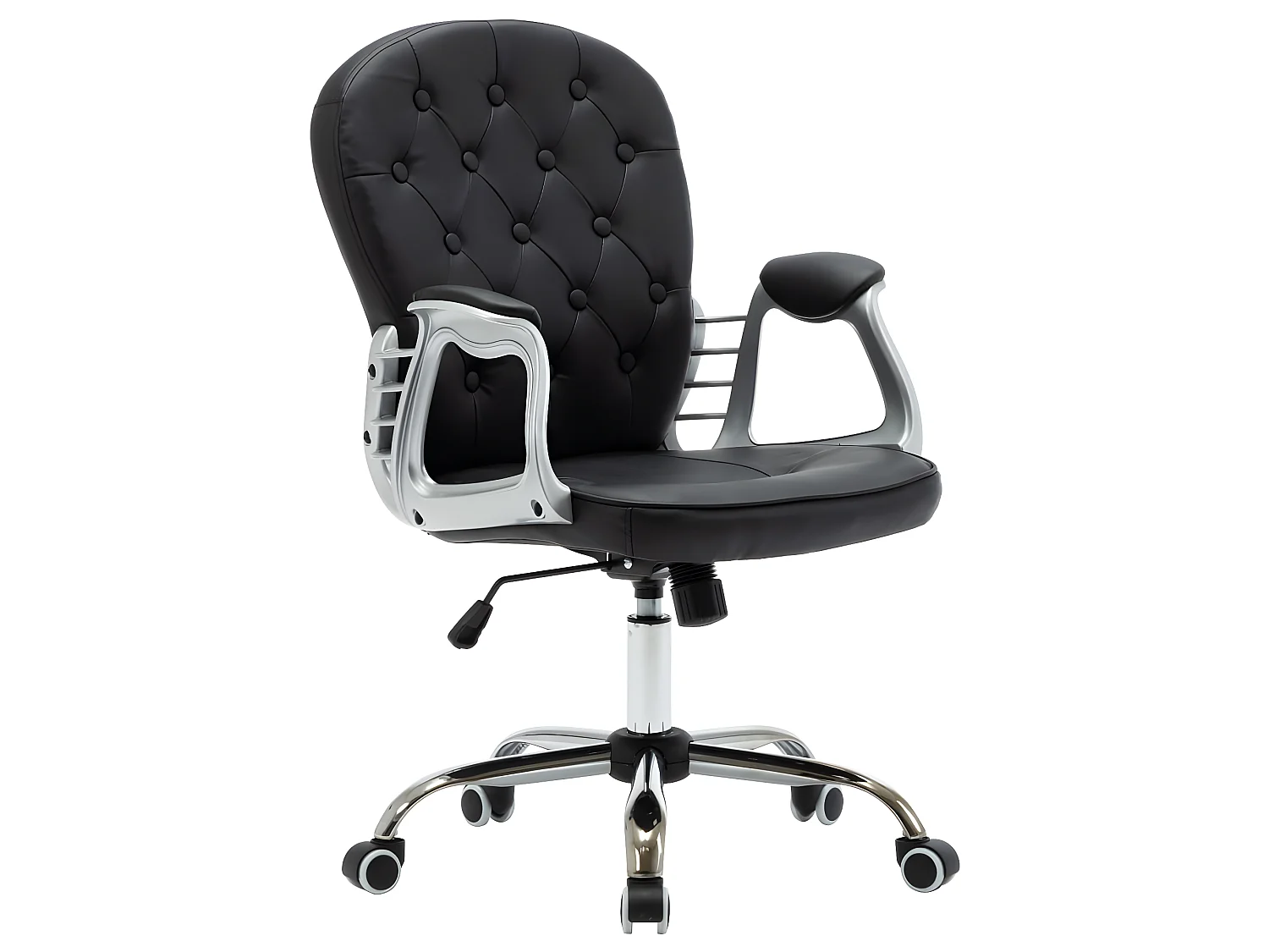 Silla de oficina giratoria de cuero sintético negro ES14657