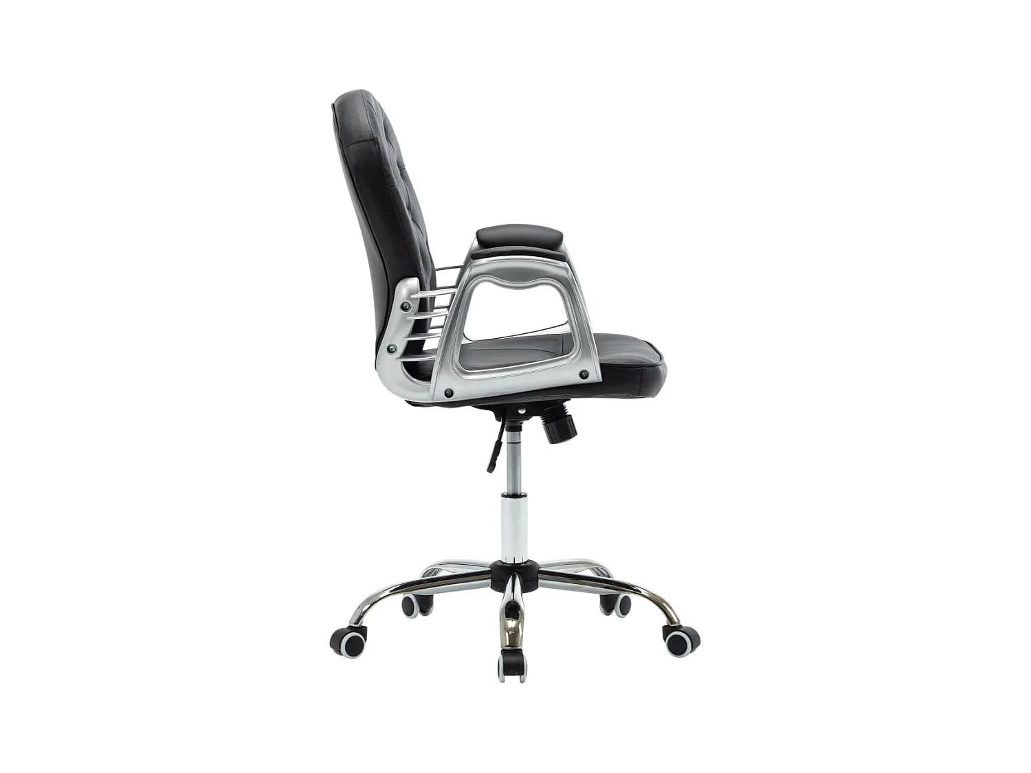 Silla de oficina giratoria de cuero sintético negro ES14657