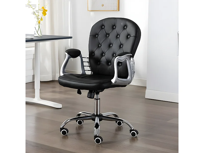 Chaise de bureau pivotante Noir Similicuir SEF10359