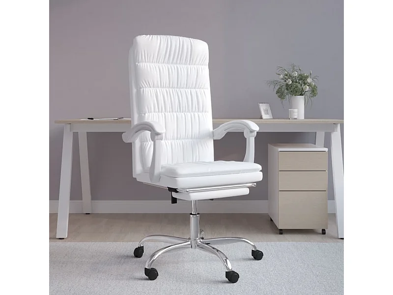 Chaise inclinable de bureau Blanc Similicuir -ASAF73938