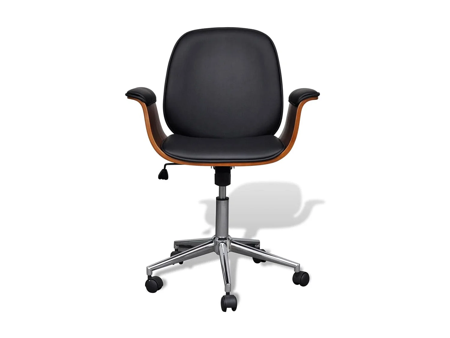 Sillón giratorio de madera curvada y cuero sintético ES31856