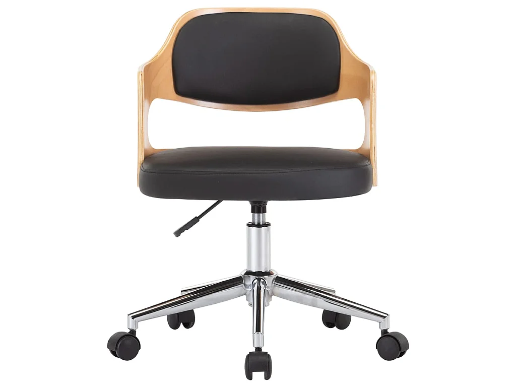 Chaise pivotante de bureau Noir Bois courbé et similicuir SEF25707