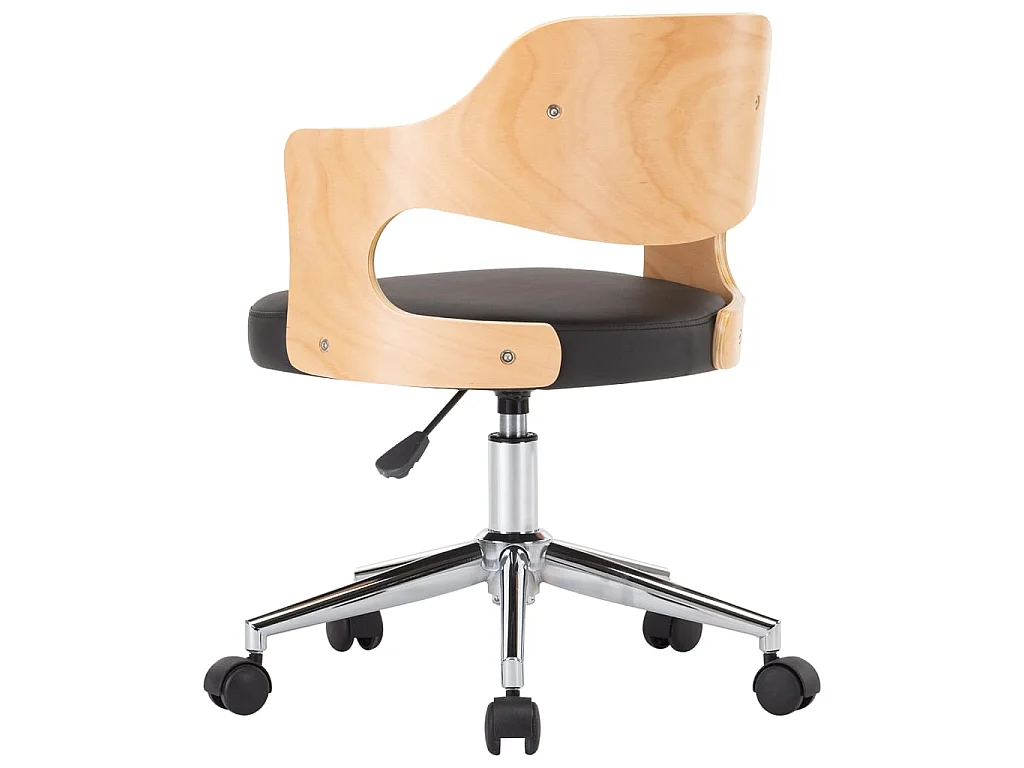 Chaise pivotante de bureau Noir Bois courbé et similicuir SEF25707