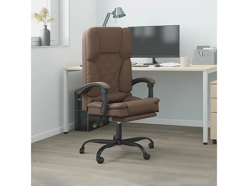 Chaise de massage inclinable de bureau Marron Similicuir -ASAF90562