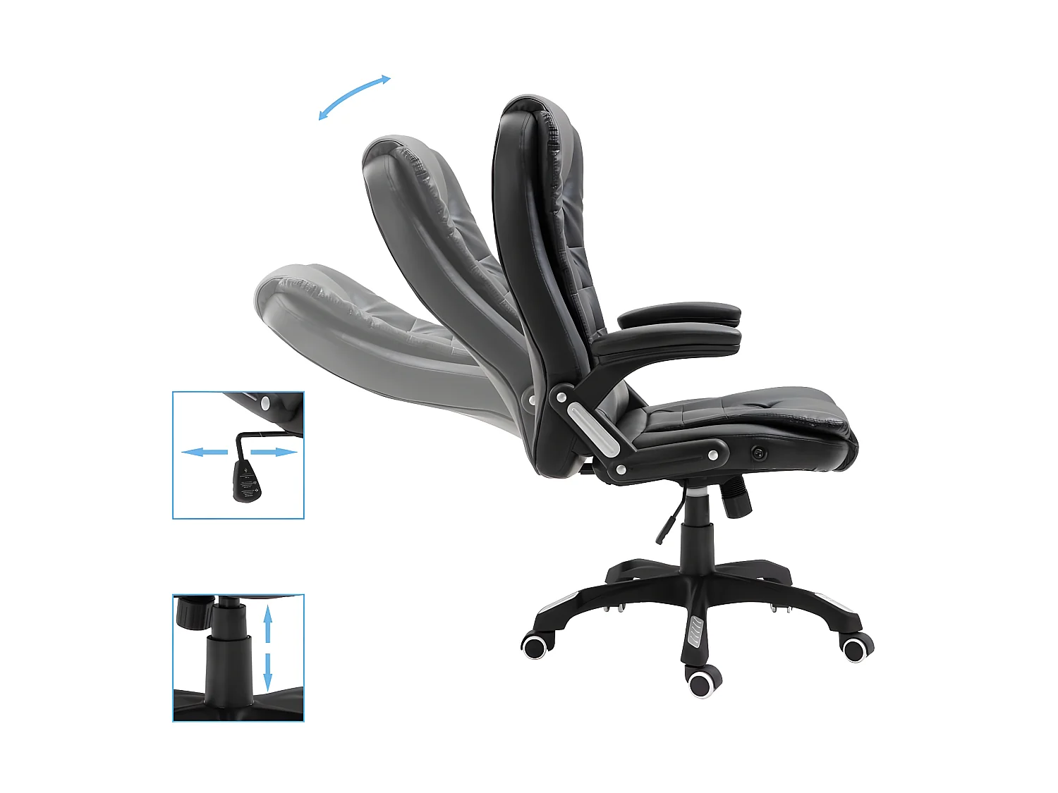 Silla de oficina de cuero sintético negra ES260399