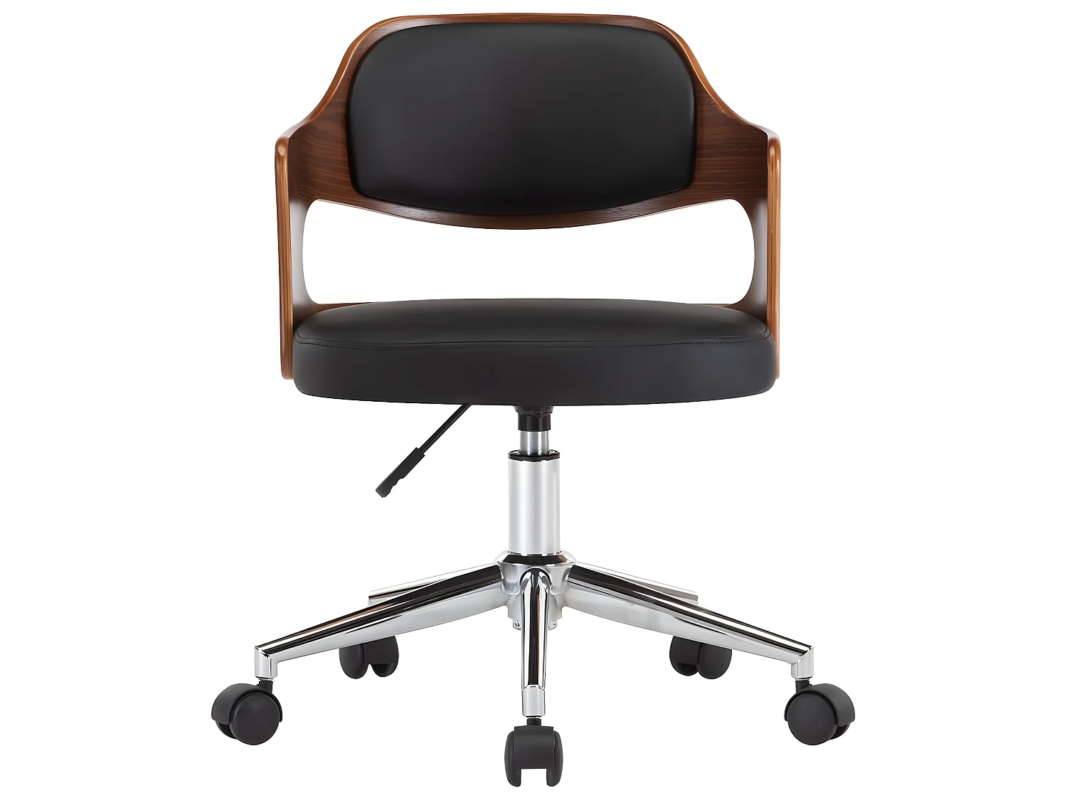 Chaise pivotante de bureau Noir Bois courbé et similicuir SEF43844