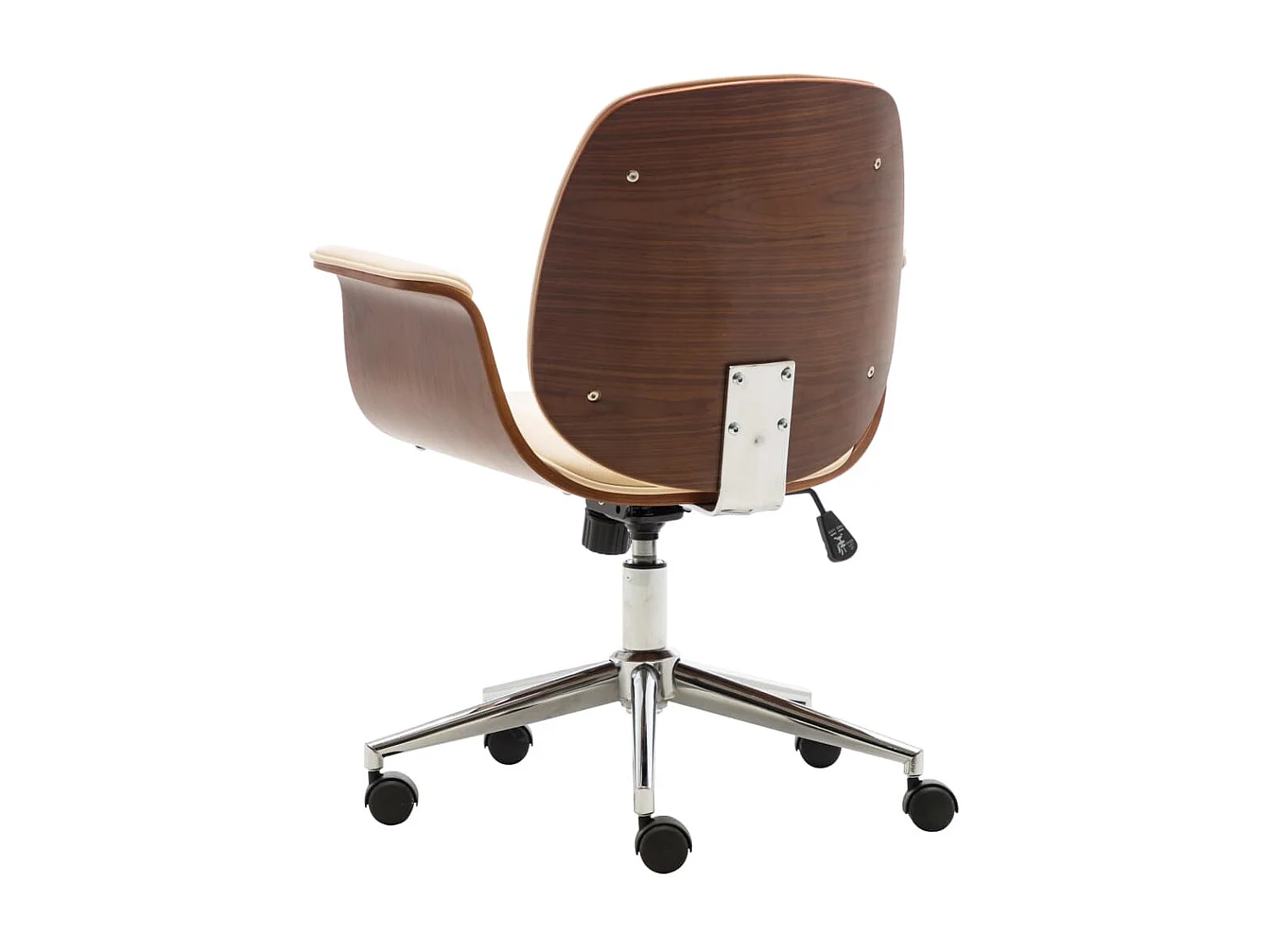 Silla de oficina de madera curvada y cuero sintético crema ES54723