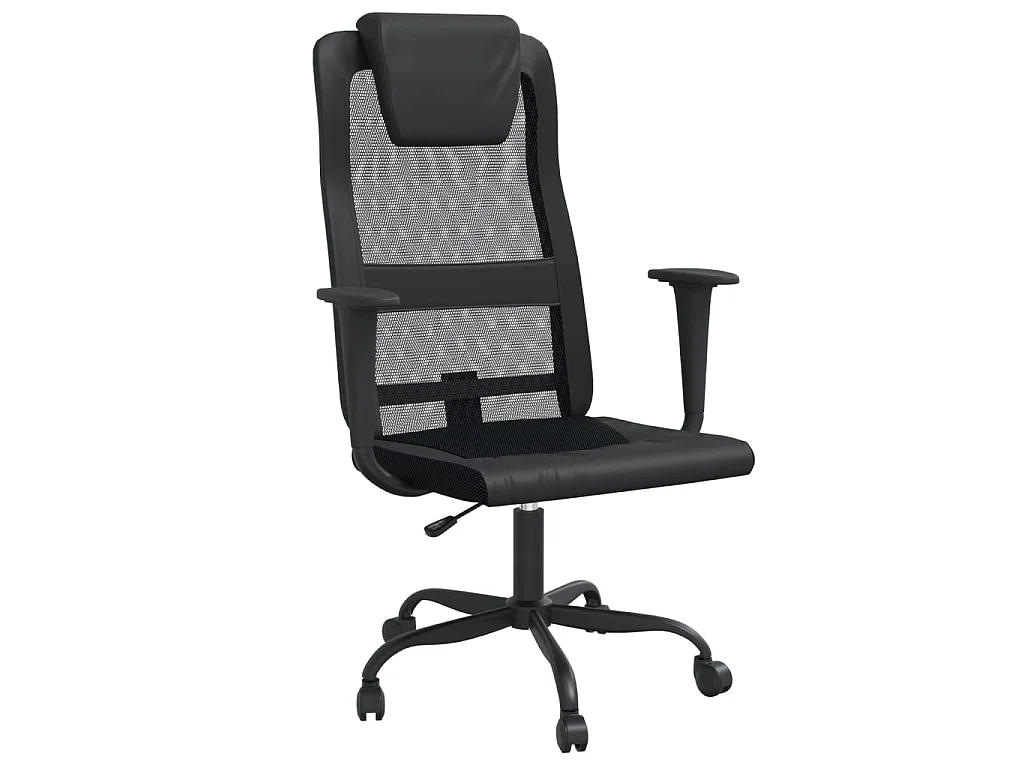 Silla de oficina altura ajustable tela malla y cuero PE negro ES21434
