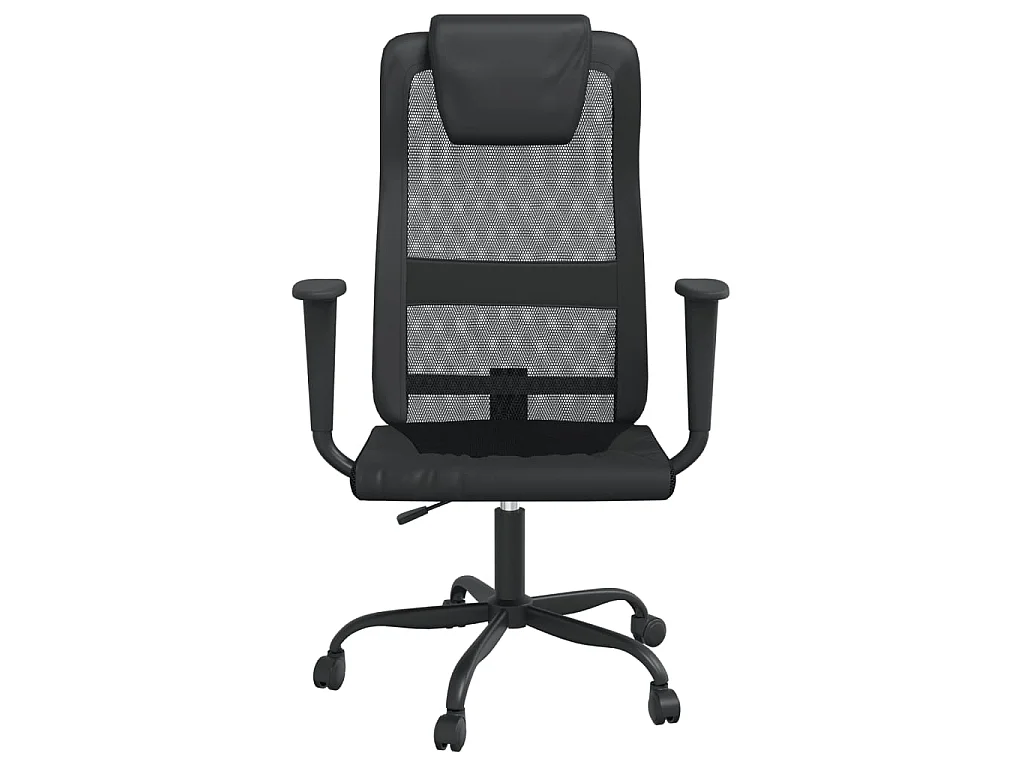 Silla de oficina altura ajustable tela malla y cuero PE negro ES21434