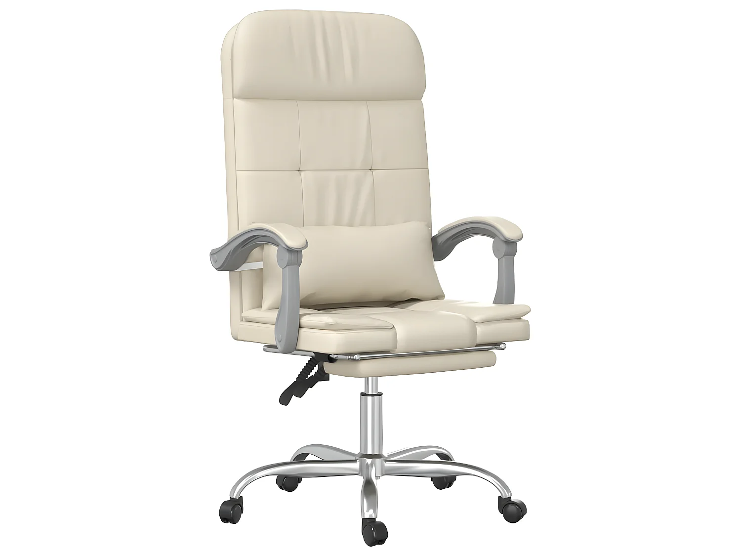 Chaise de massage inclinable de bureau Crème Similicuir -ASAF21131